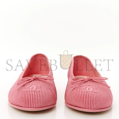 CHANEL EMBROIDERED FABRIC CAP TOE CC BALLERINA FLATS 